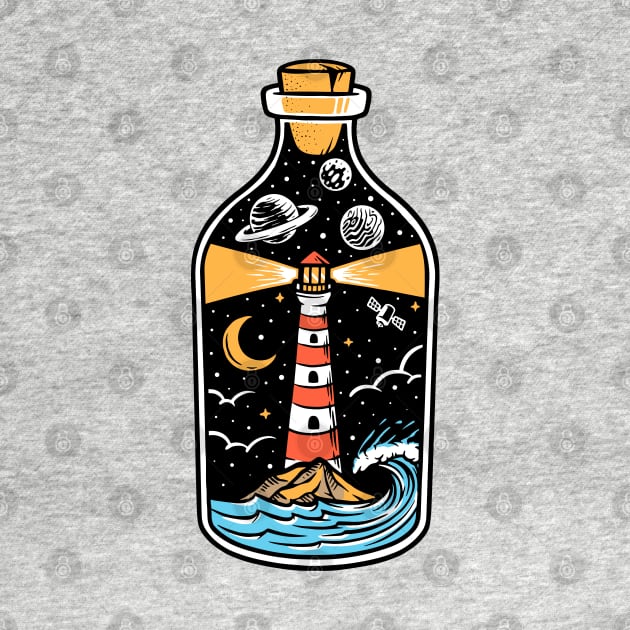 lighthouse in a bottle illustration by sharukhdesign